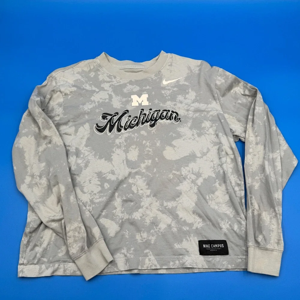 Nike Michigan Wolverines Tie Dye Long Sleeve T Shirt Loose Fit‎ Women's